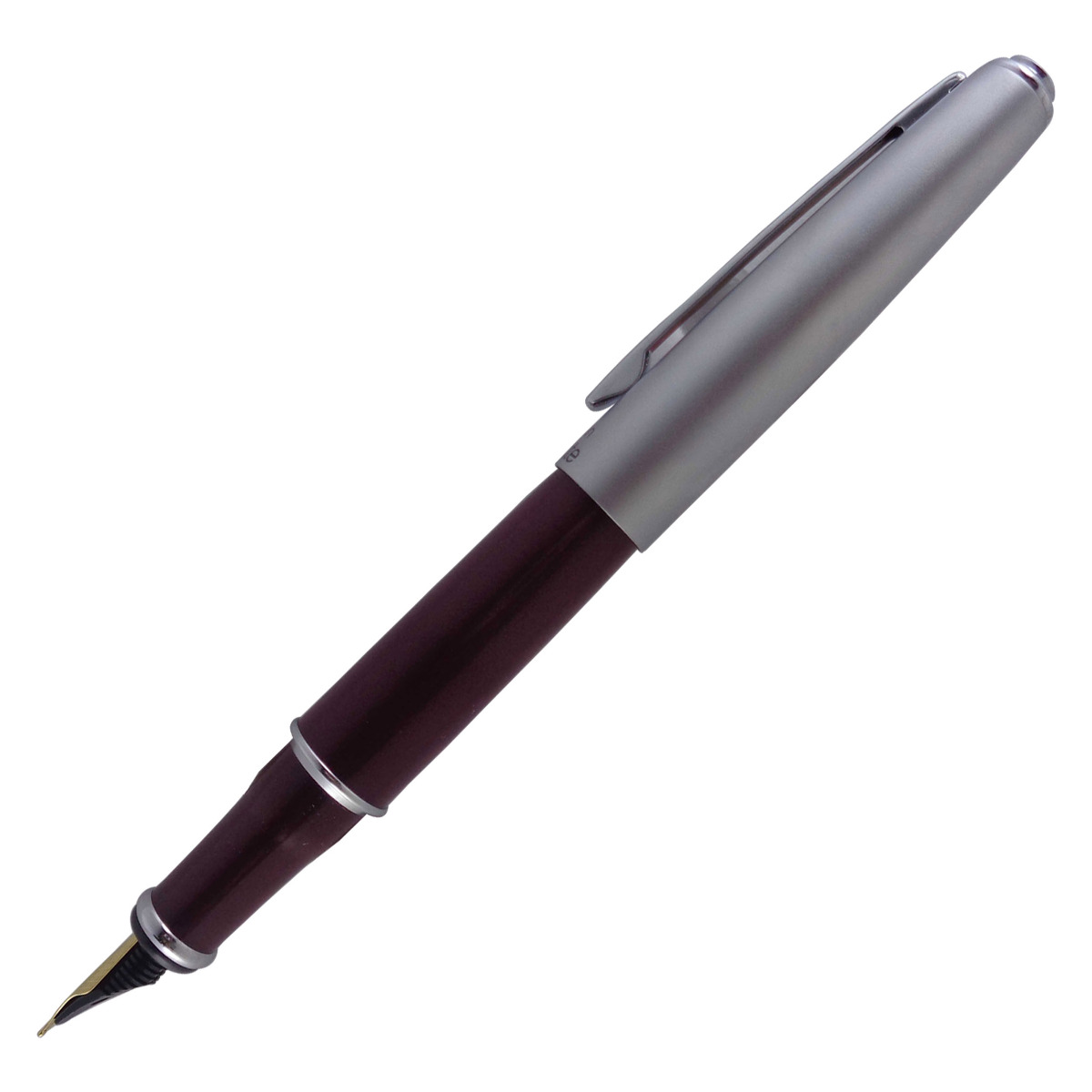 Camlin Elegante – Marrown Color Body With Silver Cap Thick Body Fountain Pen Model: 13507