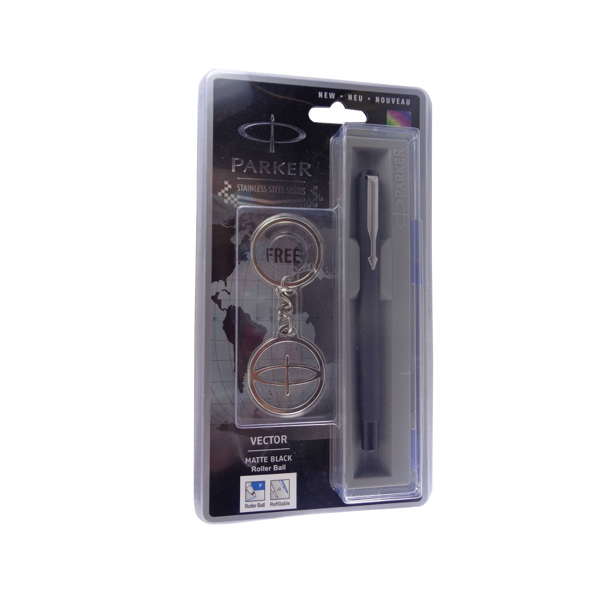 Parker  vector  Model: 13563 matte black with silver clip  cap type  fine Tip Roller ball 