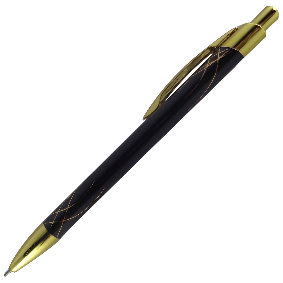cello caesar  Model: 13593 Black color body with golden clip with medium Tip rectractable ball pen