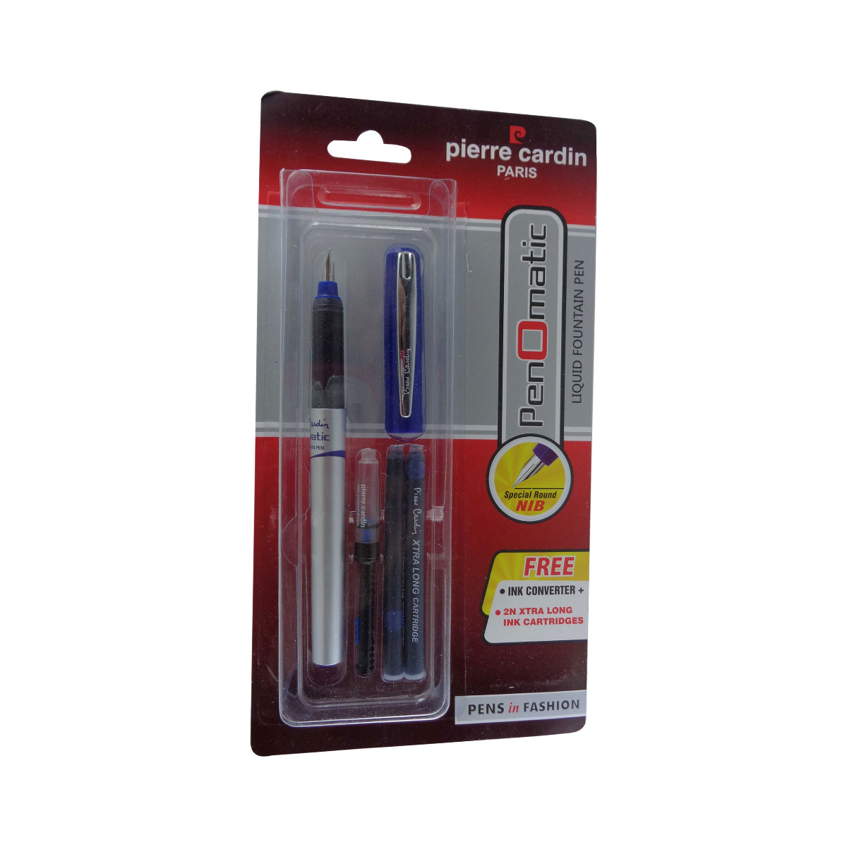 Pierre cardin penOmatic Model: 13600 Grey color body Blue color cap Cartridge fountain pen with a Convertor