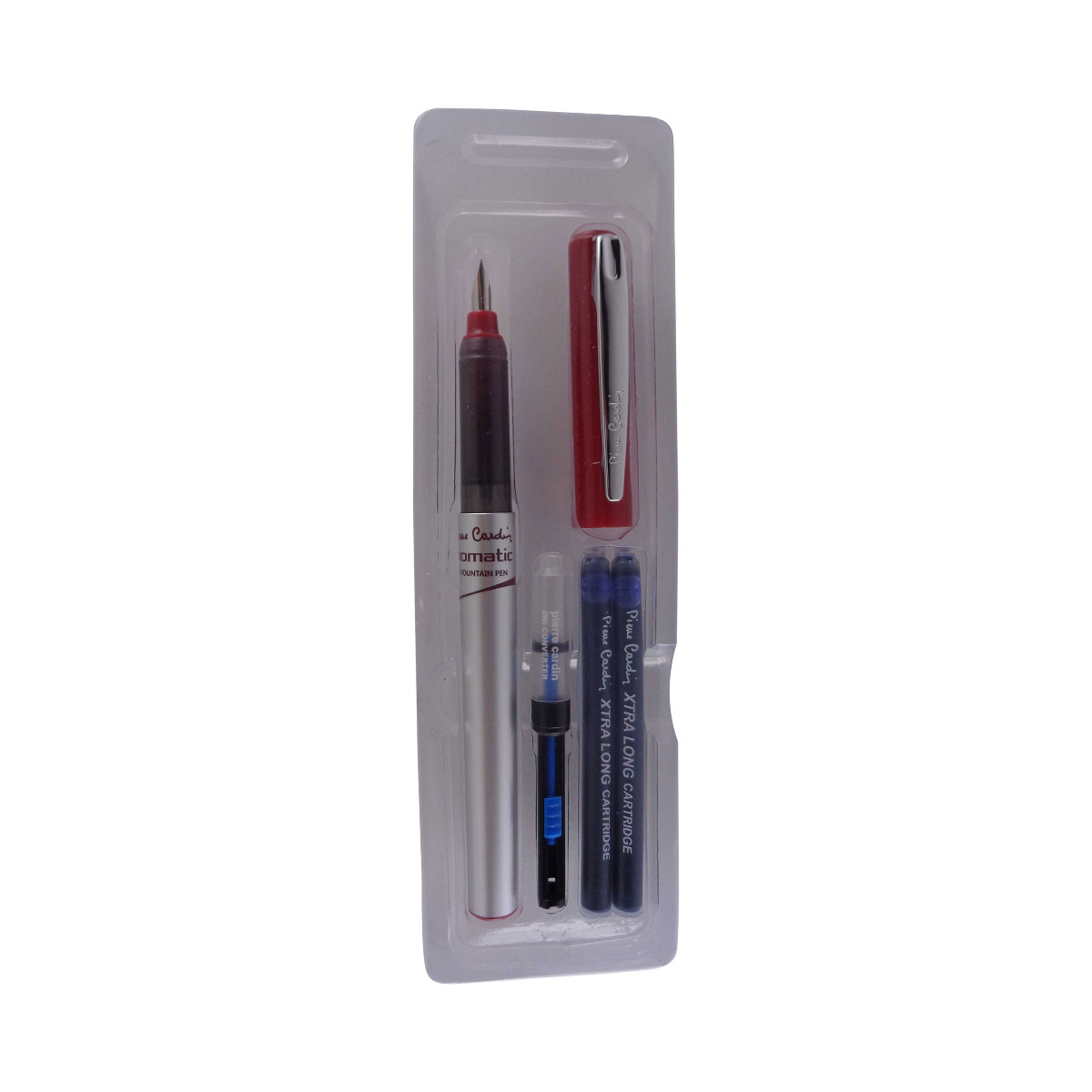 Pierre cardin Model: 13620 PenOmatic Grey color body Red color cap cartridge Fountain pen with a convertor