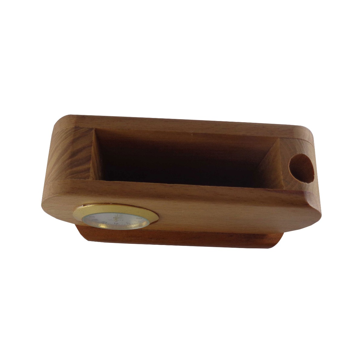 penhouse Model: 13759 Wooden pen stand with clock and card holder
