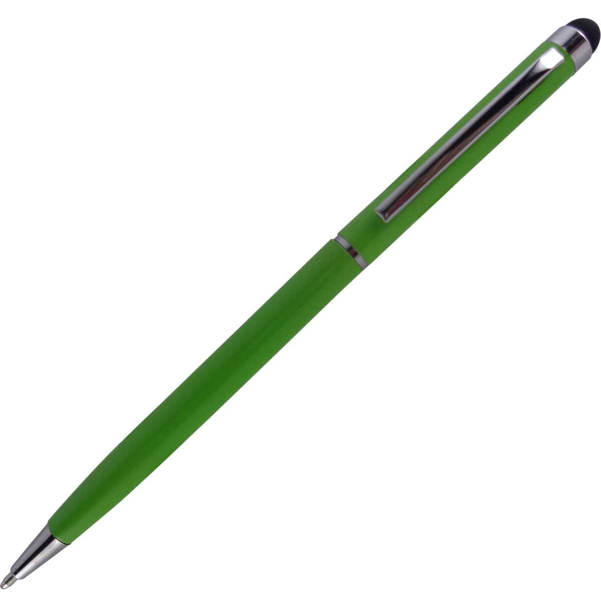 Penhouse.in Model:13786 slim green color body with silver clip medium Tip twist type stylus Ball pen