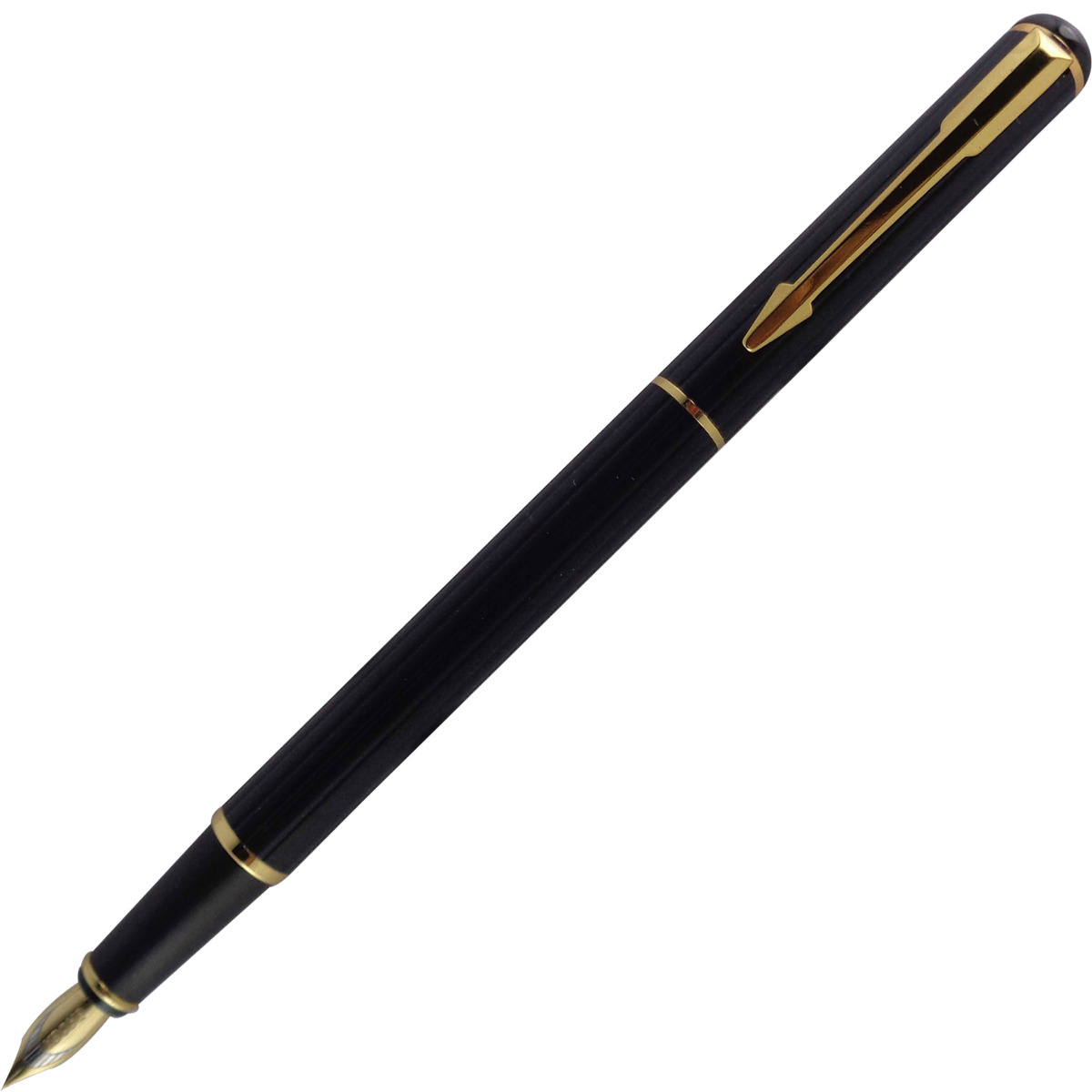 Baoer Model: 13819 Black color stripped body with golden clip cap type medium Nib fountain pen
