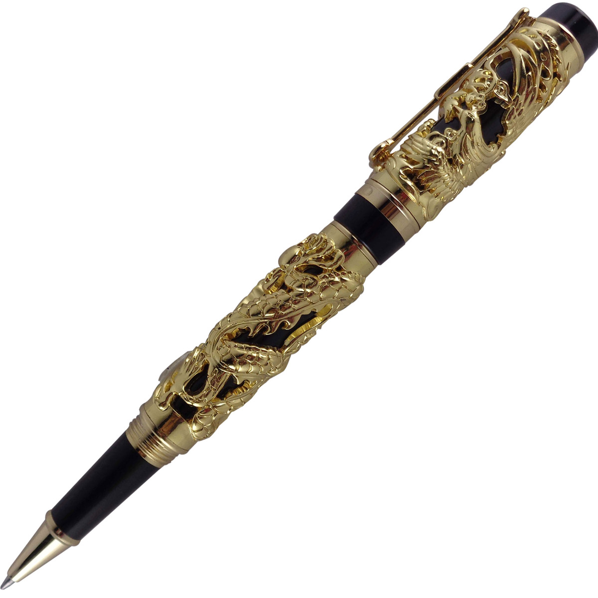 jinhao Model: 13824 Luxury gold color dragon phoenix pattern with 0.7mm tip cap type roller ball
