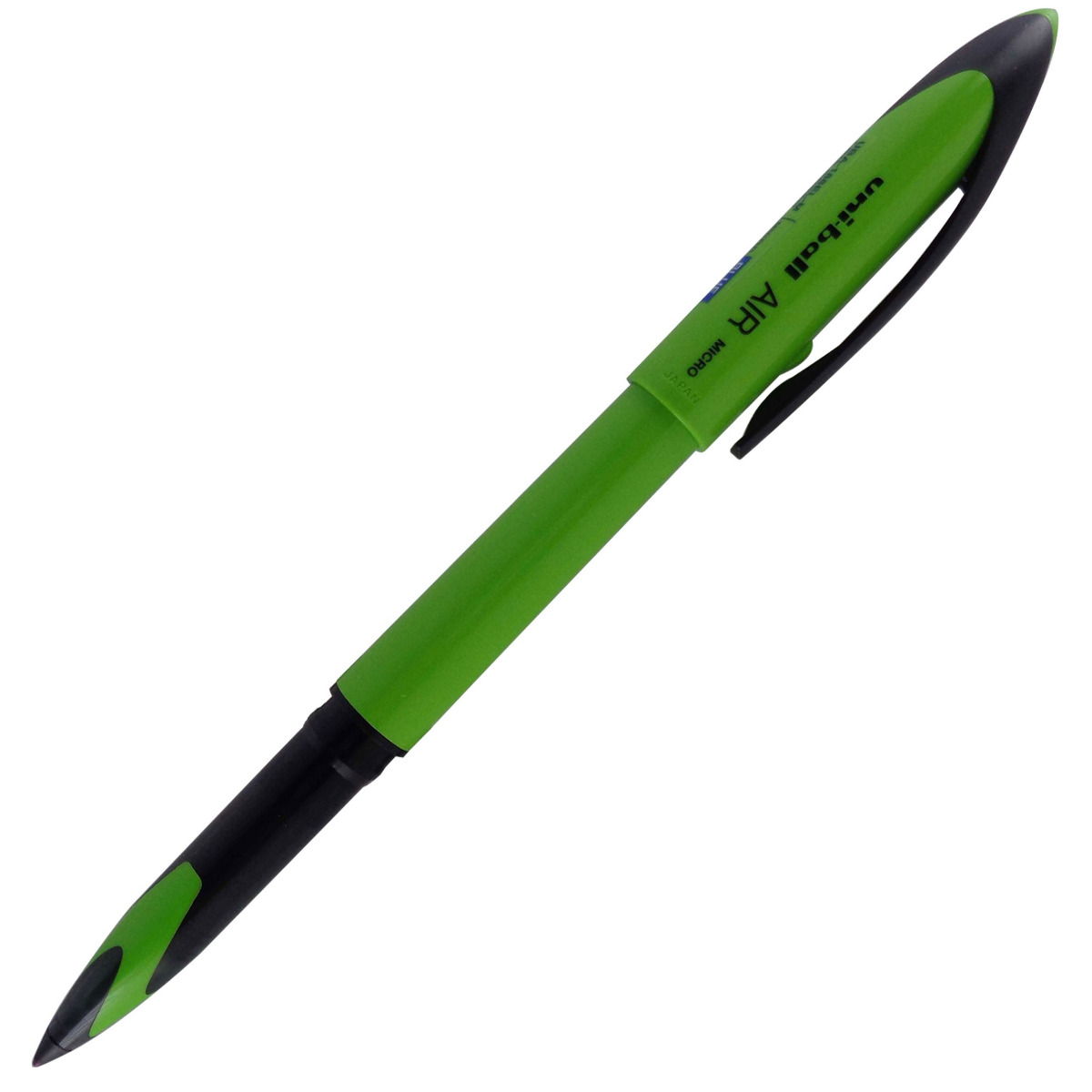 Uniball Air Model: 13877 UBA-188EL-M micro green color body with black clip cap type Medium tip gel pen