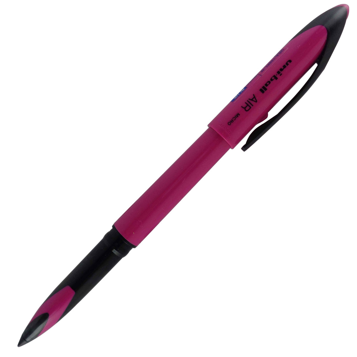 Uniball Air Model: 13879 UBA-188EL-M micro pink color body with black clip cap type Medium tip gel pen
