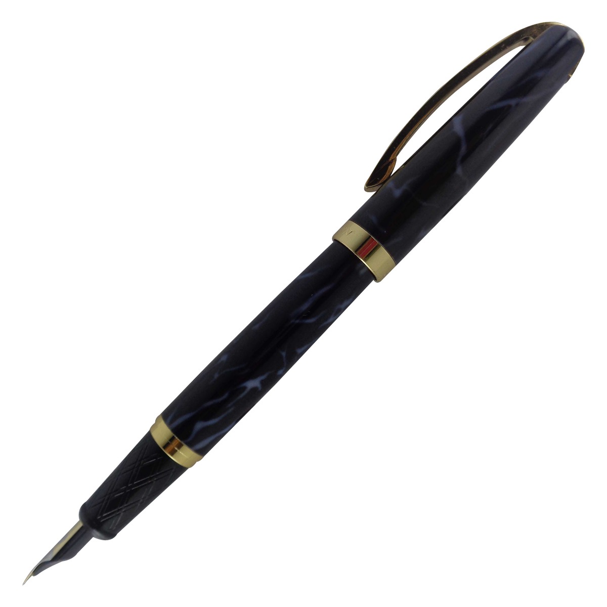 DIKAWEN 897 MODEL: 14352 BLACK COLOR MARBLE FINISH BODY WITH GOLDEN CLIP MEDIUM TIP FOUNTAIN PEN