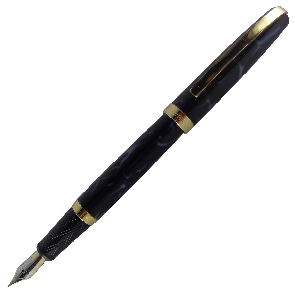 DIKAWEN 897 MODEL: 14352 BLACK COLOR MARBLE FINISH BODY WITH GOLDEN CLIP MEDIUM TIP FOUNTAIN PEN