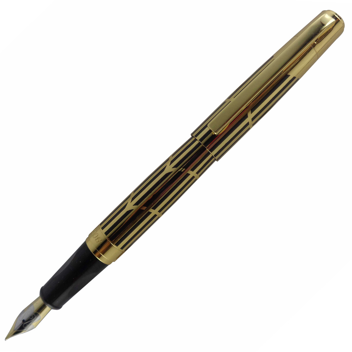 Dikawen 8017 Model:14527 Golden color black stripe design body with golden clip Iridium nib cap type Fountion pen