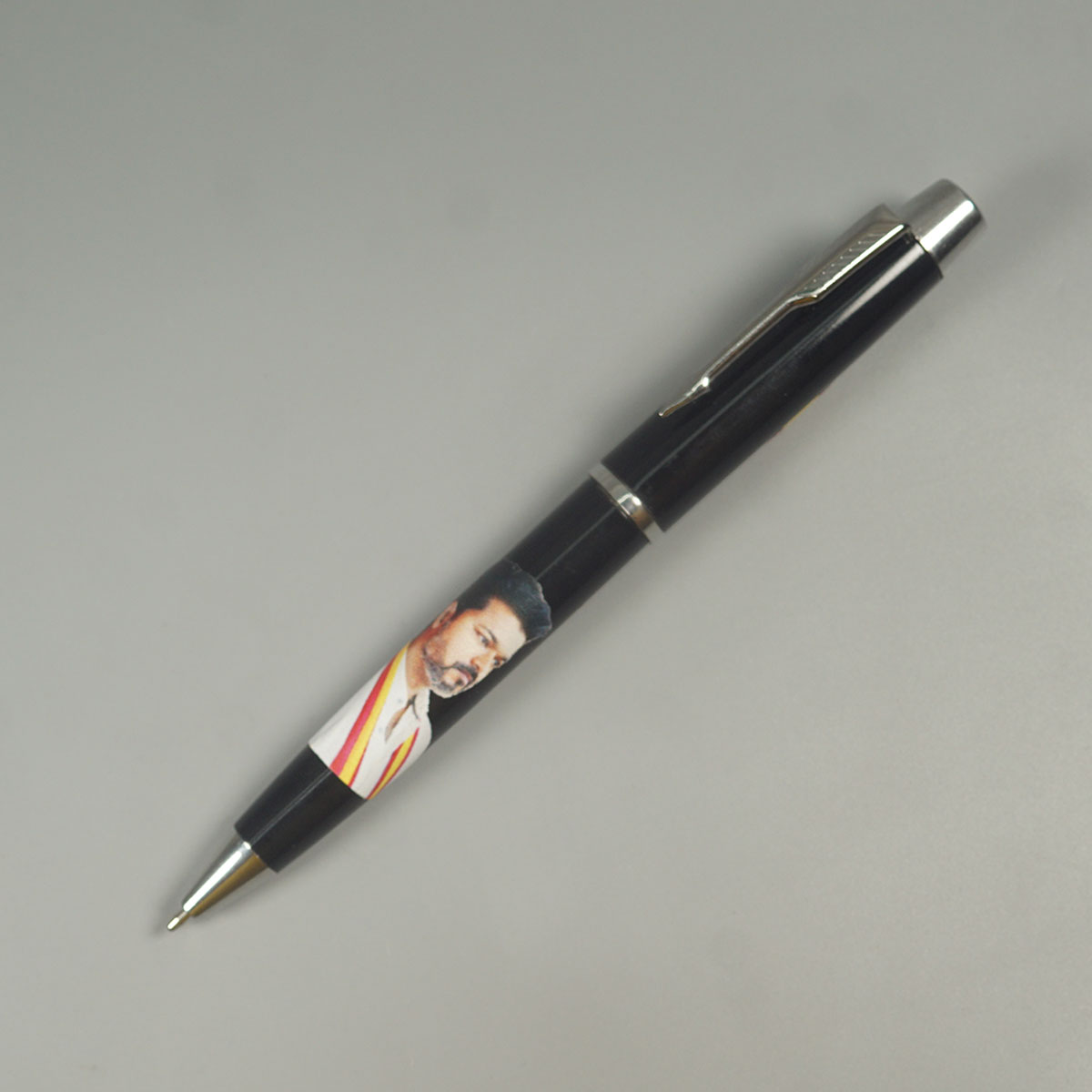 penhouse.in Pens CM Vijay Printed  Black Color Body With Silver Color Clip Medium Tip Twist Type Ball Pen SKU 14599