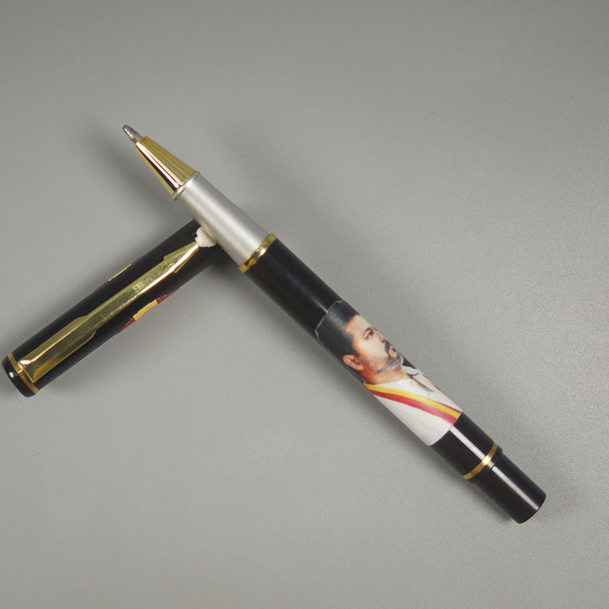 penhouse.in Pens CM Vijay Printed  Black Color Body With Gold Color Clip Medium Tip Roller Ball Pen SKU 14602
