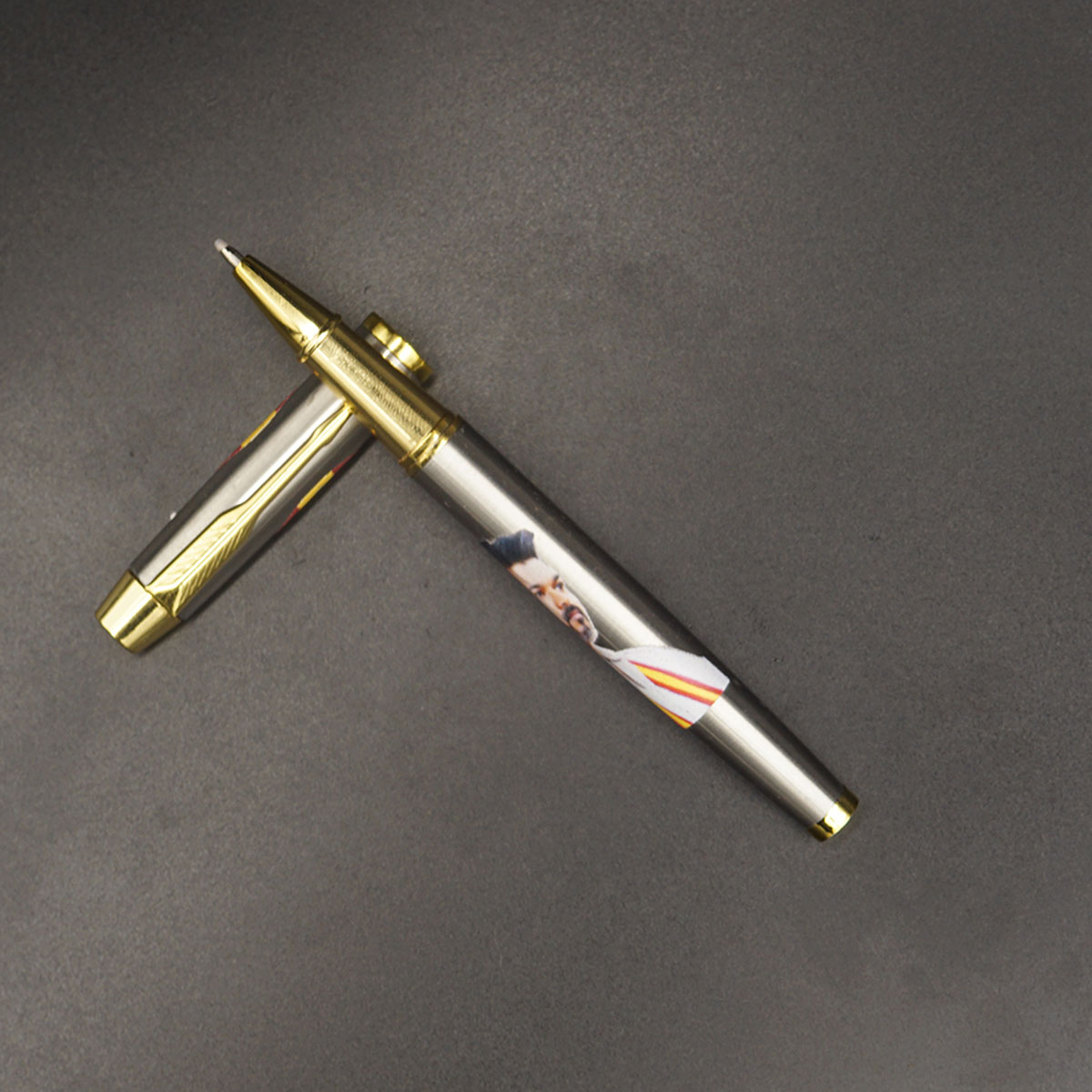 penhouse.in Pens CM Vijay Printed  Silver Color Body With Gold  Color Clip Medium Tip Roller Ball Pen SKU 14607