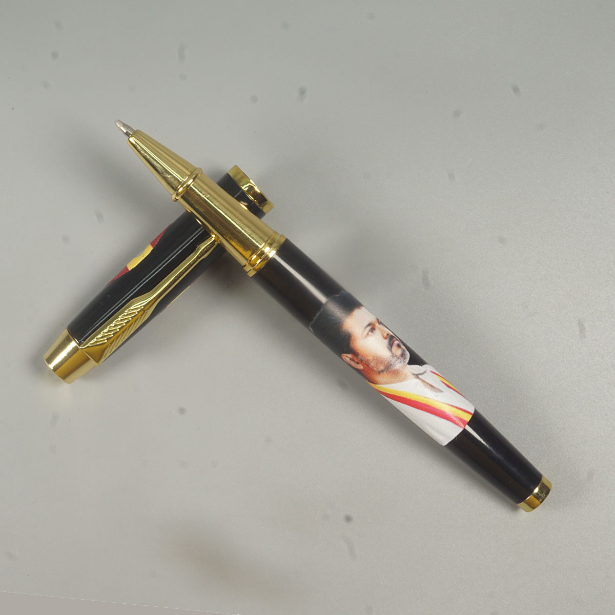 penhouse.in Pens CM Vijay Printed  Black  Color Body With Gold  Color Clip Medium Tip Roller Ball Pen SKU 14609