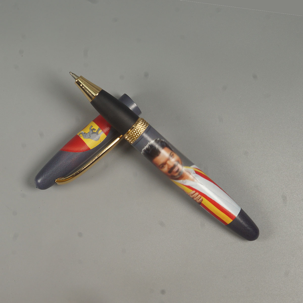 penhouse.in Pens CM Vijay Printed  Grey Color Body With Gold  Color Clip Fine Tip Magnetic Type Ball Pen SKU 14610