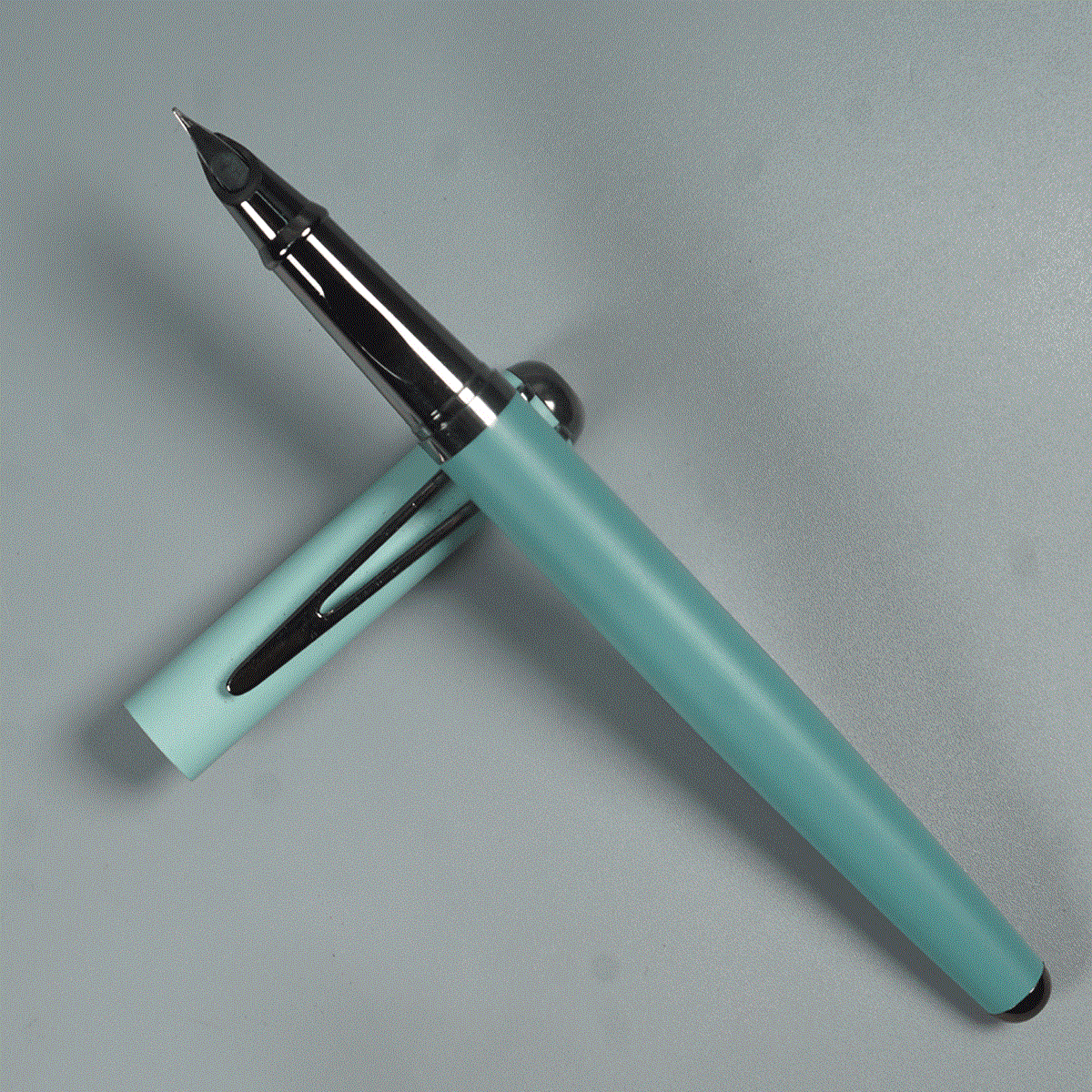 Loushi Green Color Body and Gungrey Color Clip and Fine Nib, Cap Type, Converter type Fountain Pen SKU 14619