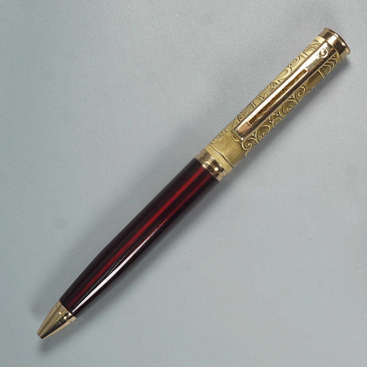 penhouse.in pens Merrown Color Body Designed Gold Color Cap and Clip, Twist Type Ball Pen SKU 14622