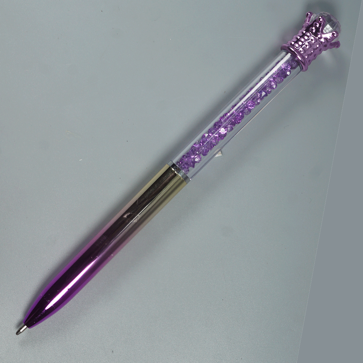 penhouse.in pens Stone Pen Violet and Yellow Color Body With Stones On Body  Twist Type Ball Pen SKU 14631