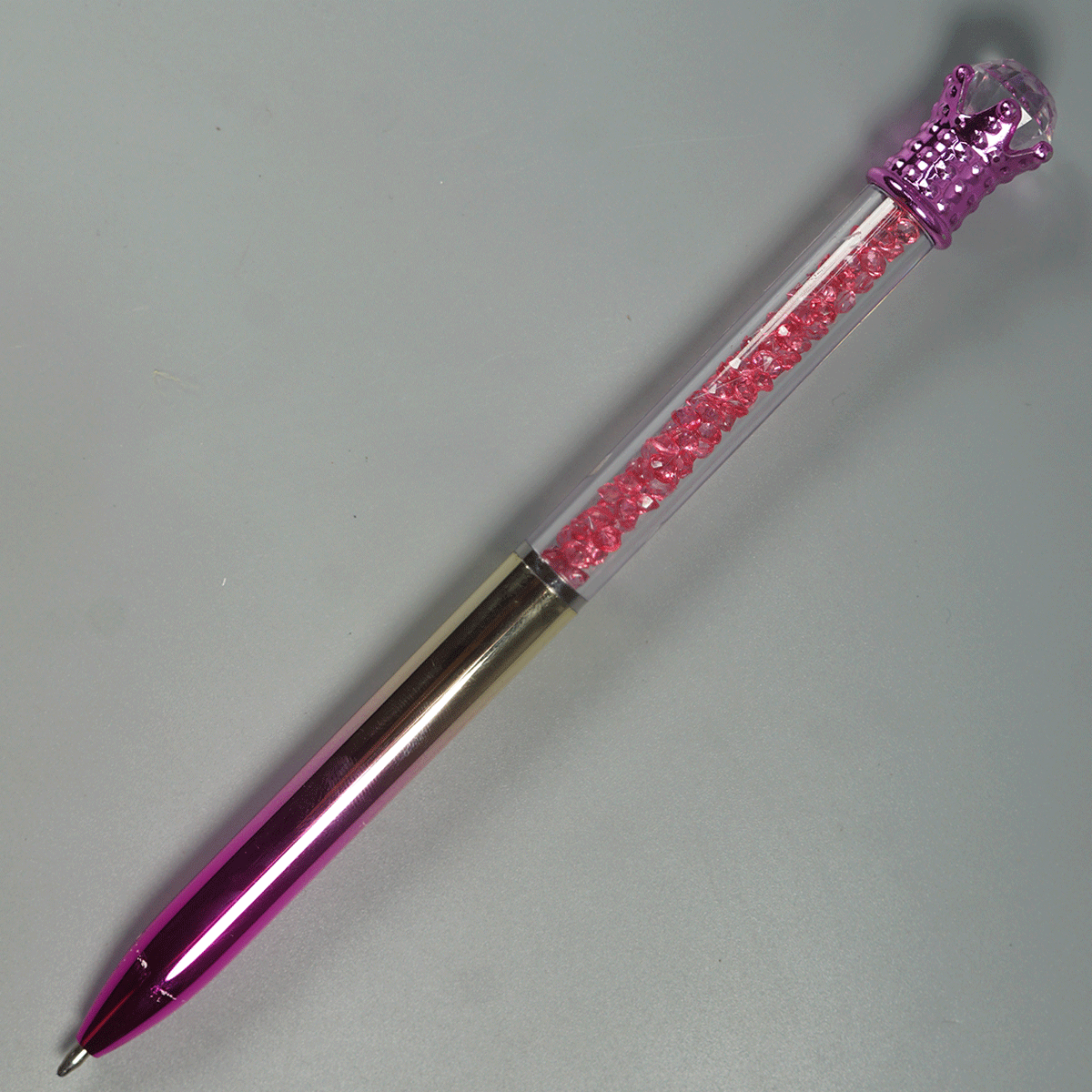 penhouse.in pens Stone Pen Dark Pink and Yellow Color Body With Stones On Body  Twist Type Ball Pen SKU 14632