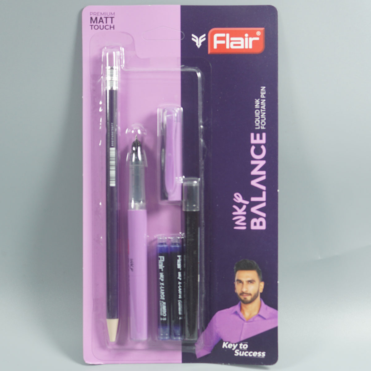 Flair Inky Balance Purple Color Body With Purple Color Cap Fountain Pen Cartridge And Pencil Lead Set SKU 14754