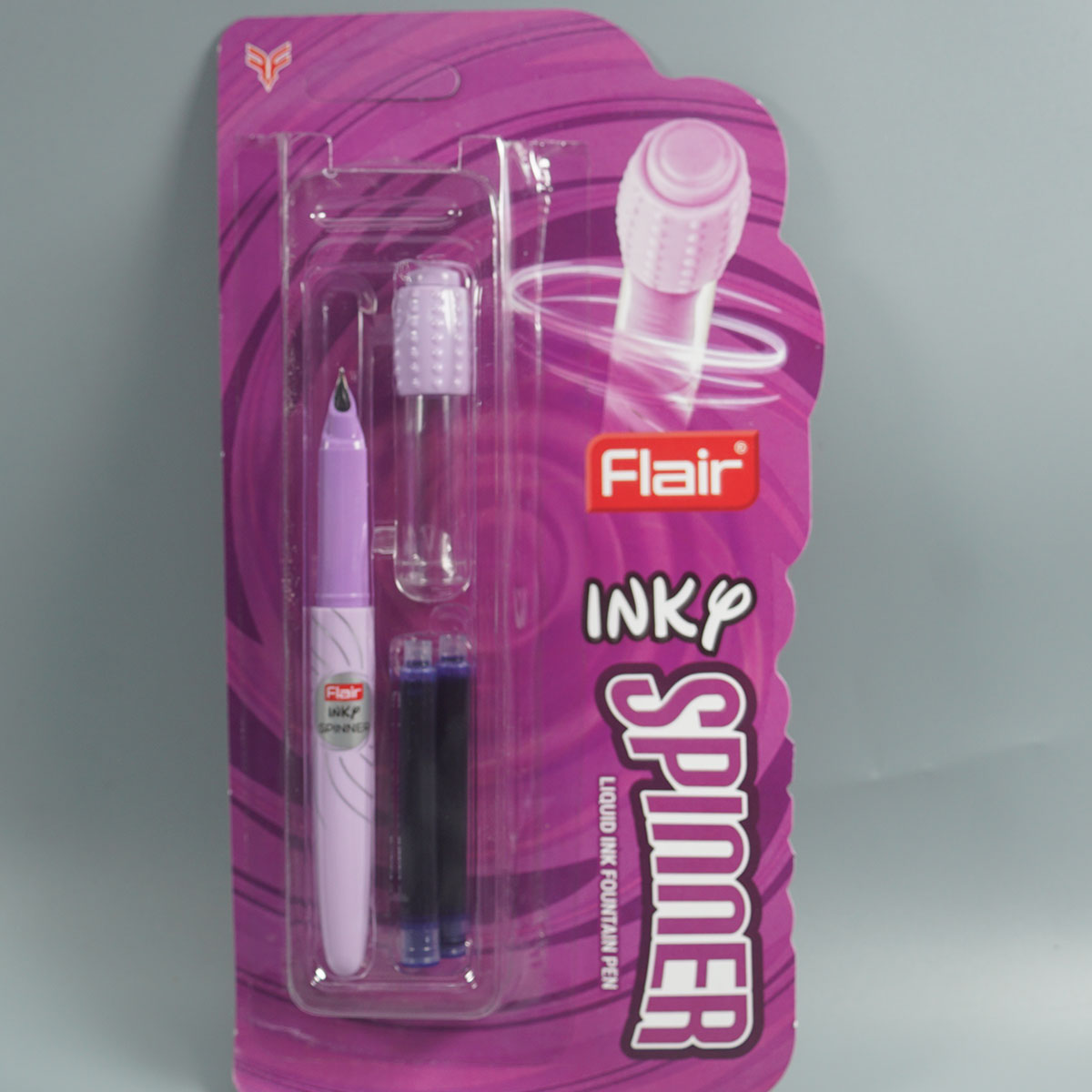 Flair Inky Spinner Purpel Color Body With Purpel Color Spinnig Cap Top Desigen And Cartridge Fountain Pen SKU 14764