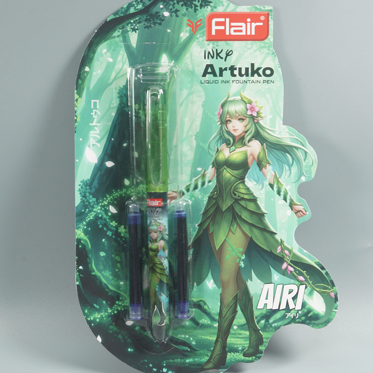 Flair Inky Artuko Airi Green Color Body With Green Color Cap 2 Cartridges Fountain Pen SKU 14768