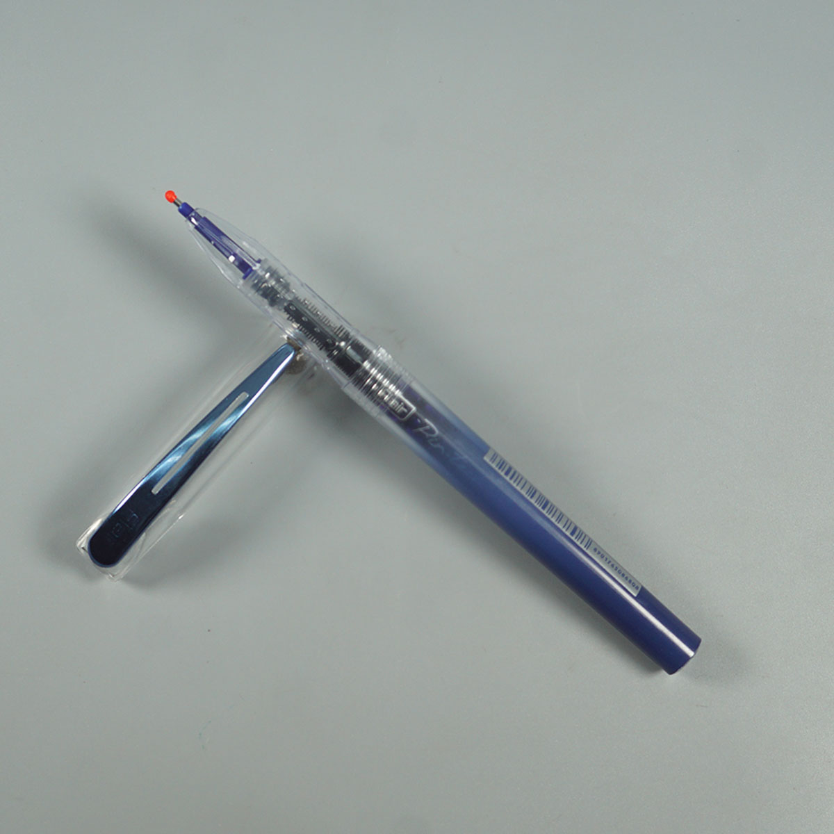 Flair Pin-tech Blue Color Body with Transparent Cap and Blue Clip, Liquid INK System, Gel Pen SKU 14773