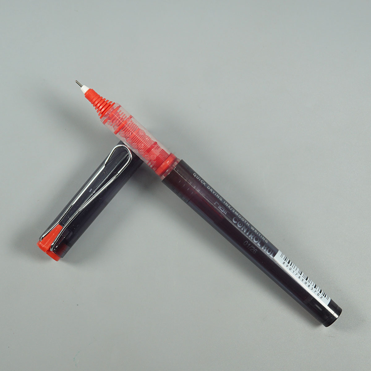 Flair Black and Red Color Body with Silver Clip, Control Roller, Quick Drying Ink Red Smooth Writing Gel Pen SKU 14776