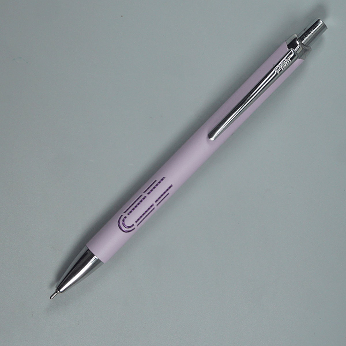 Flair Cloud Purple Color Body With Silver Color Clip Designer Metal Retractable Type Ball Pen SKU 14784