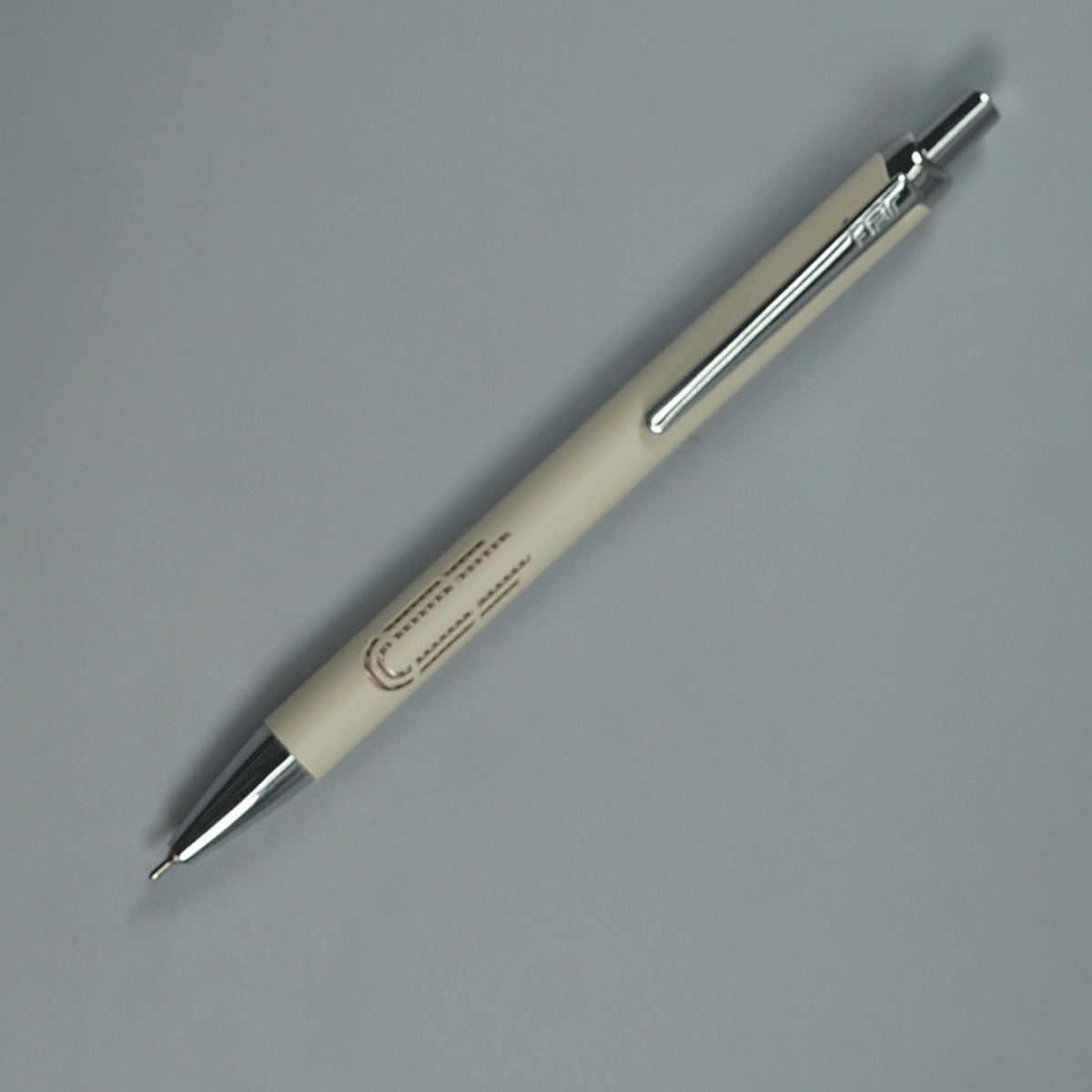 Flair Cloud Half White Color Body With Silver Color Clip Designer Metal Retractable Type Ball Pen SKU 14786
