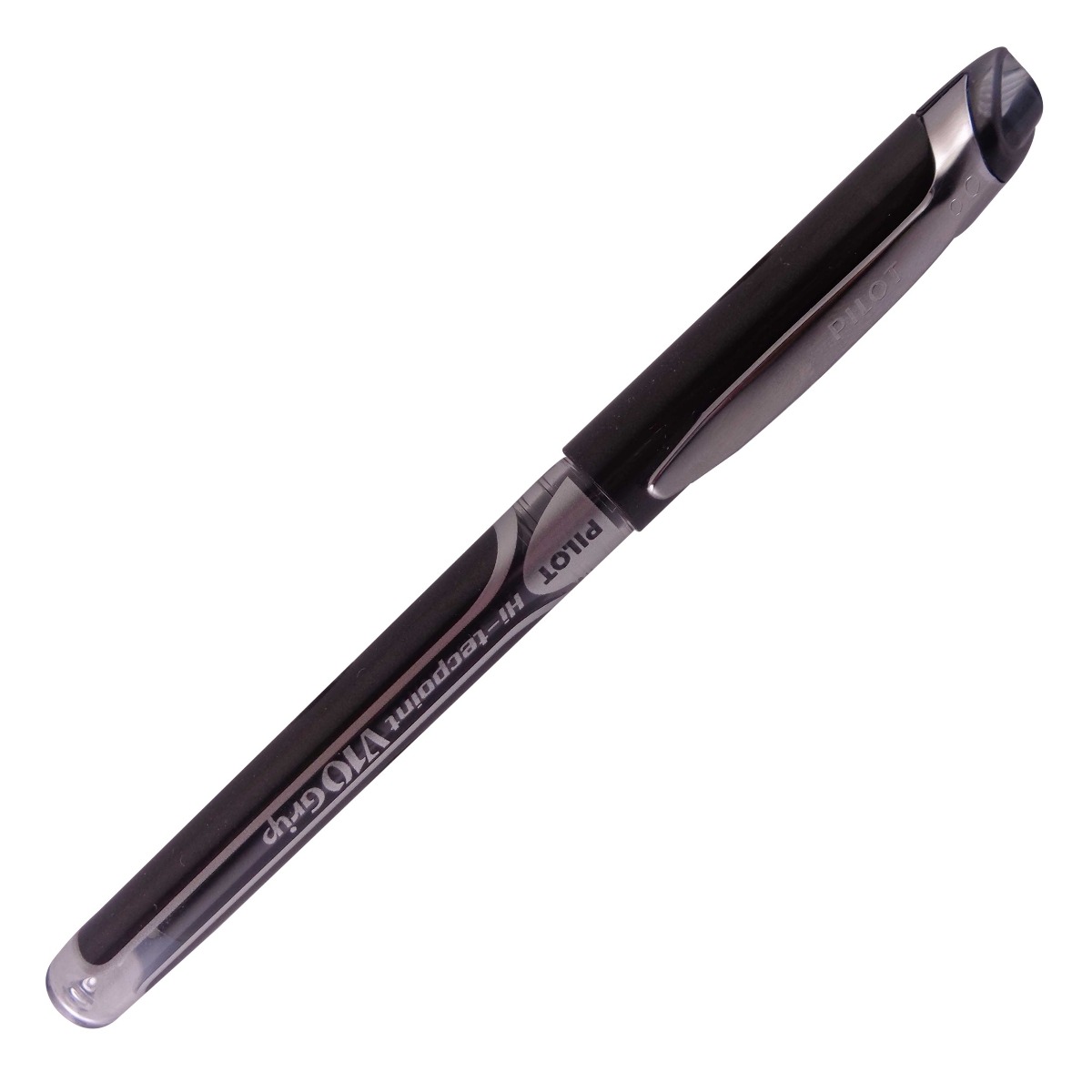 Pilot V10 grip Model: 14842 Black color body with silver clip Black ink 1.0 mm cap type Roller ball pen