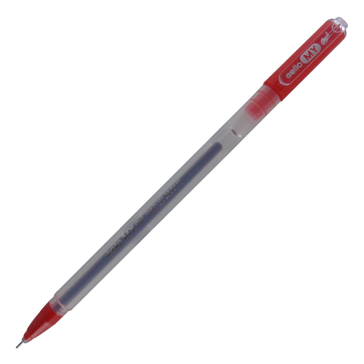 Cello Model: 14892 My Gel Transparent body with red color cap Red ink  fine tip cap type gel pen