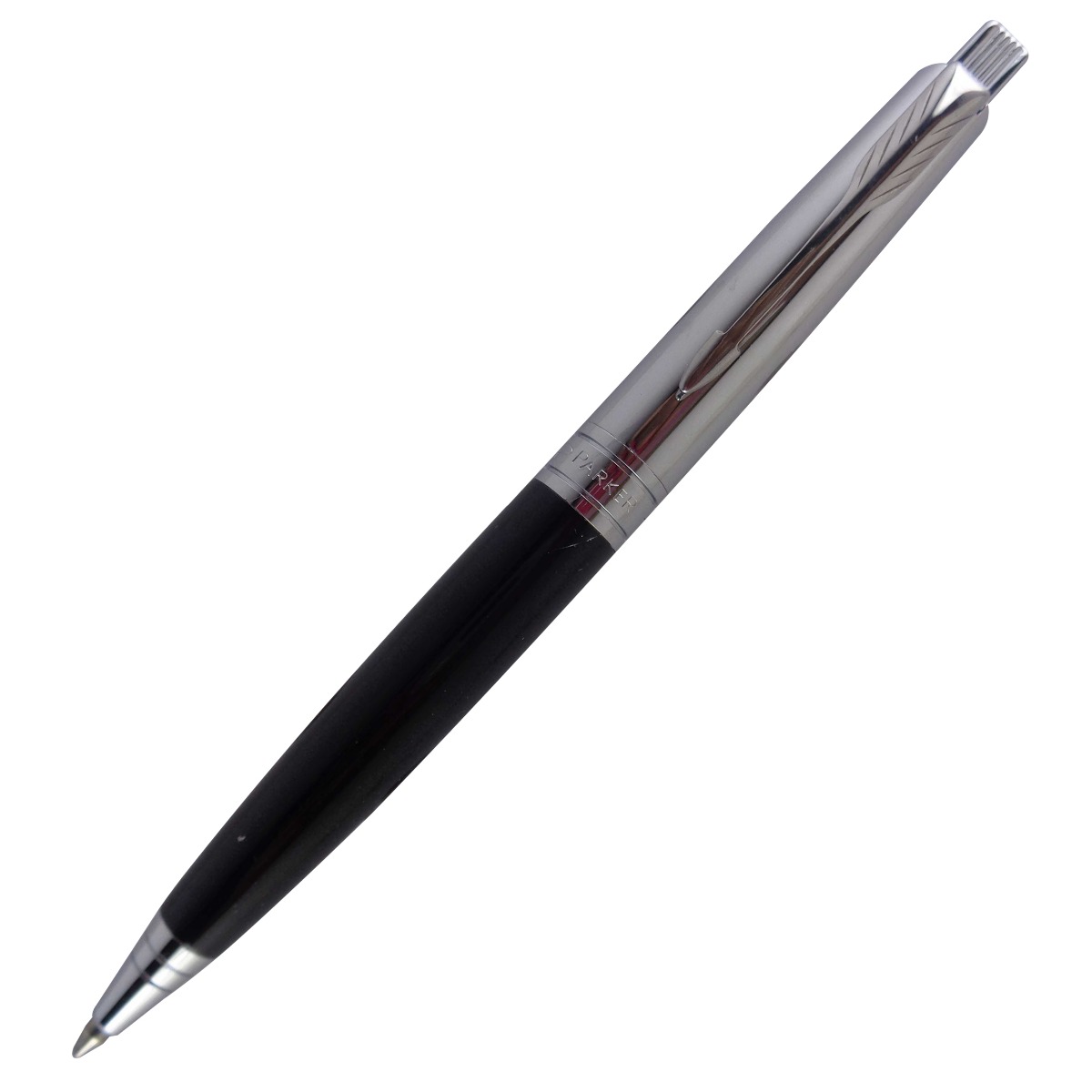 Parker Model: 14910 Aster shiny Black color body with silver color cap medium tip Retractable ball pen