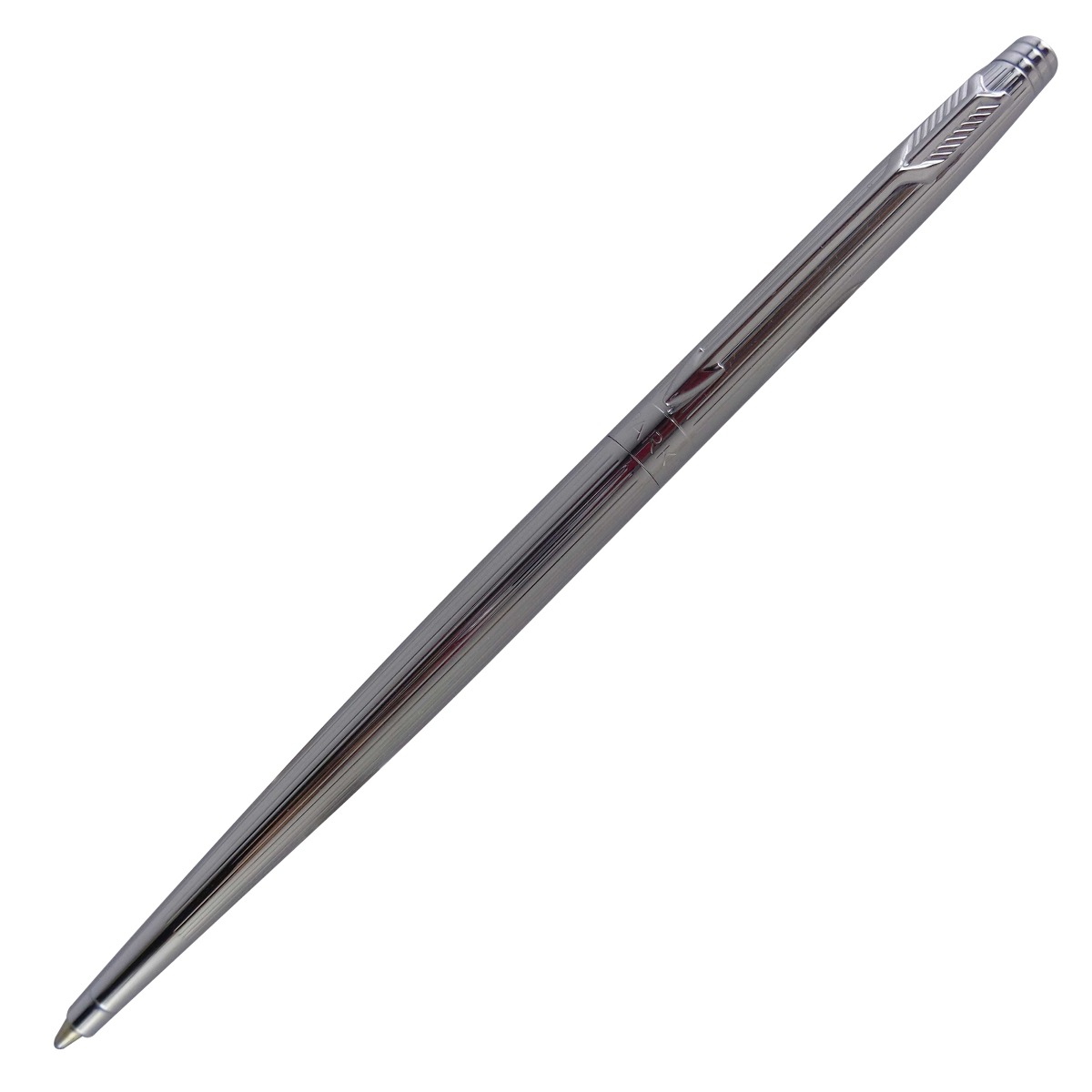 Parker Model: 14923 Insignia Slim silver color (Shiny chrome) body with Silver clip medium tip twist type ball pen