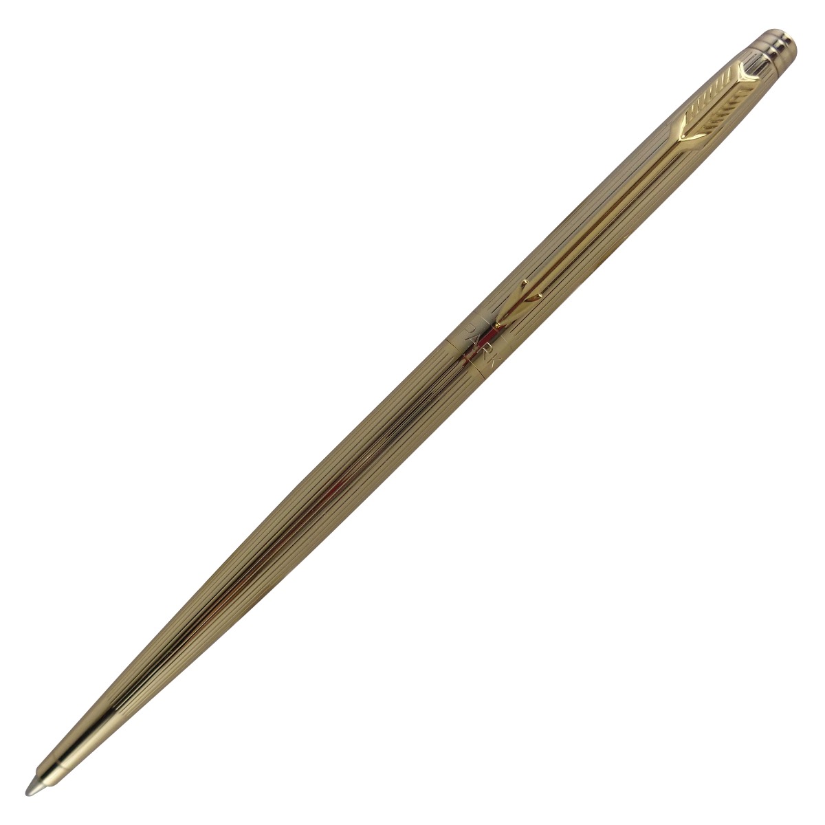 Parker Model: 14925 Insignia Slim Golden color striped body with golden clip medium tip twist type ball pen