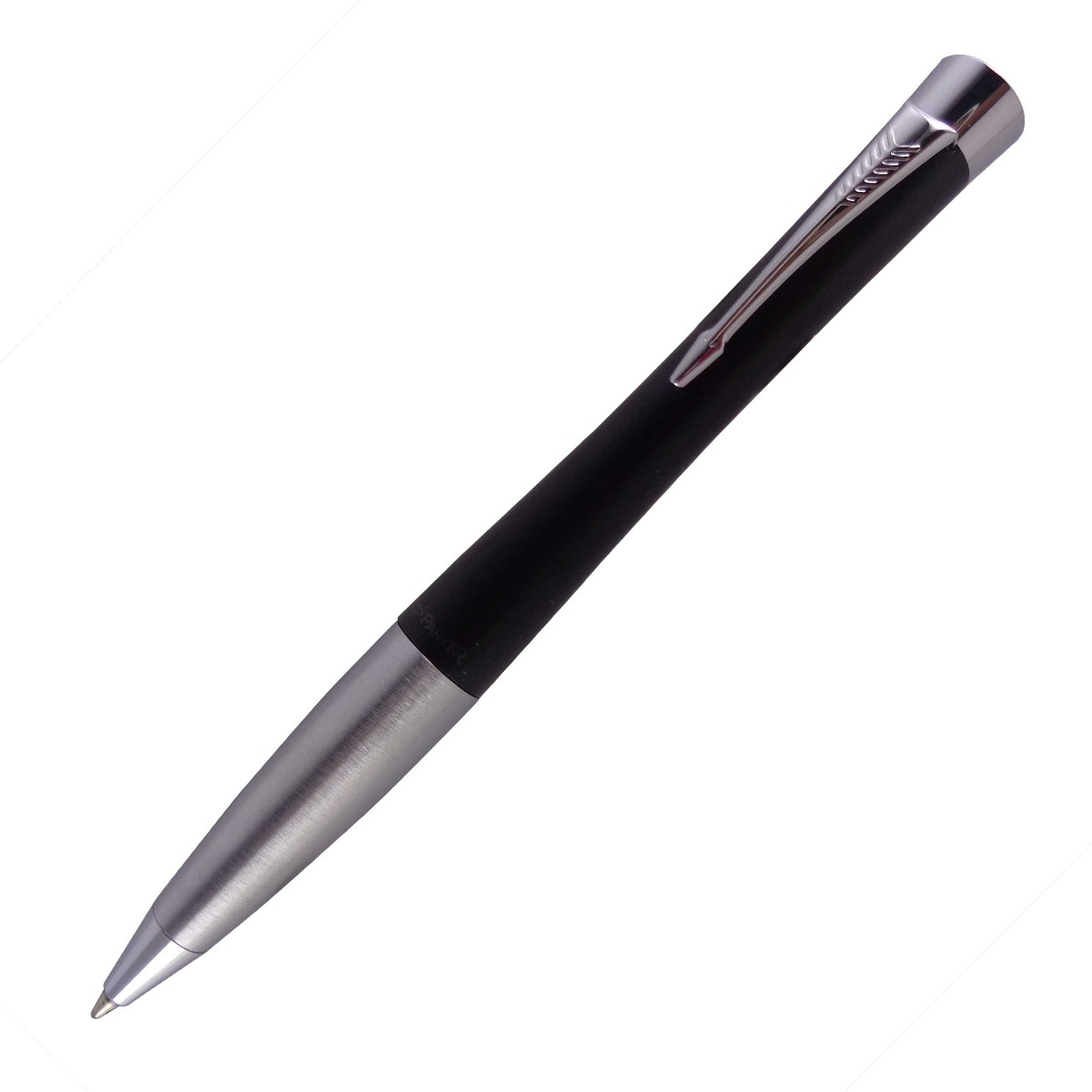 Parker Model: 15007 Urban muted Black color body with (CT) silver clip medium tip Twist type ball pen