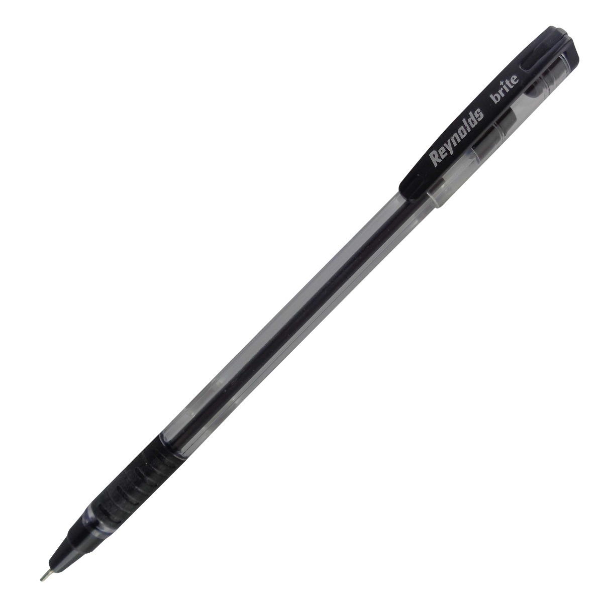 Reynolds Brite Model: 15033 Transparent body with black ink  medium tip cap type ball pen