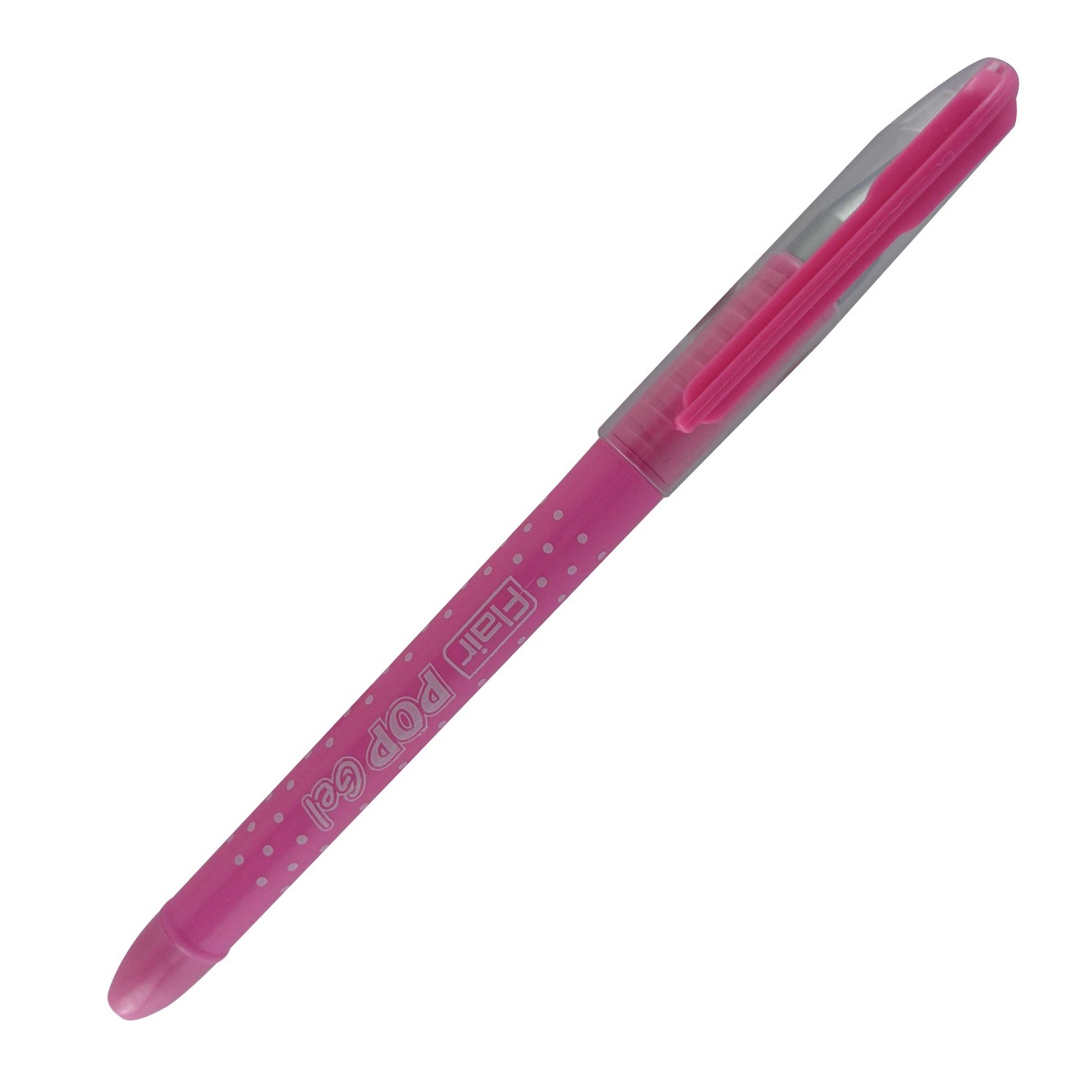Flair Model: 15038 pop gel Pink color body with fine tip cap type blue ink gel pen