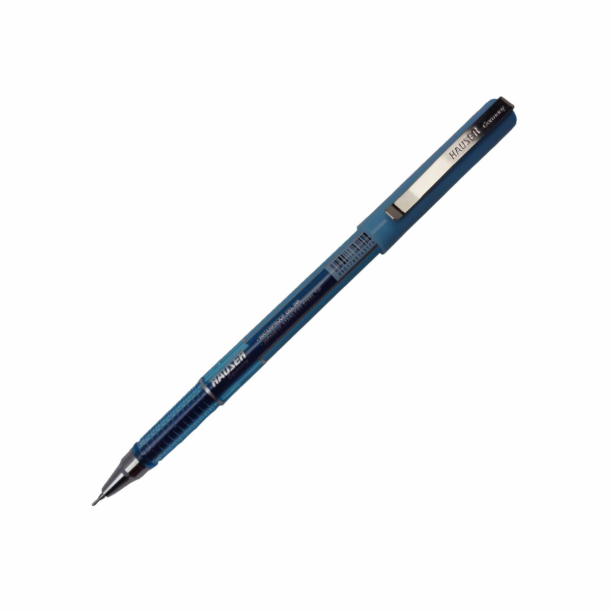 Hauser Model: 15284 Sonic Sky blue color body with silver clip blue ink cap type fine tip gel pen