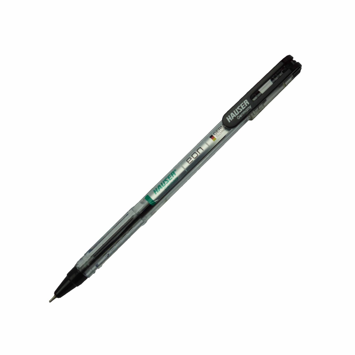 Hauser Model: 15286 eon Transparent body with black clip black ink fine tip cap type ball pen
