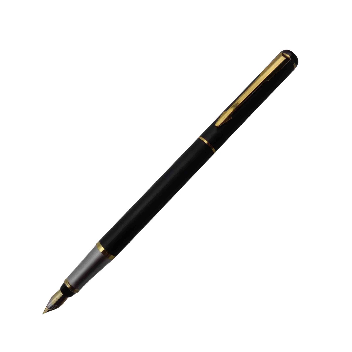 Baoer 801 Model: 15446 Black color mat finish body with golden clip cap type medium tip fountain pen