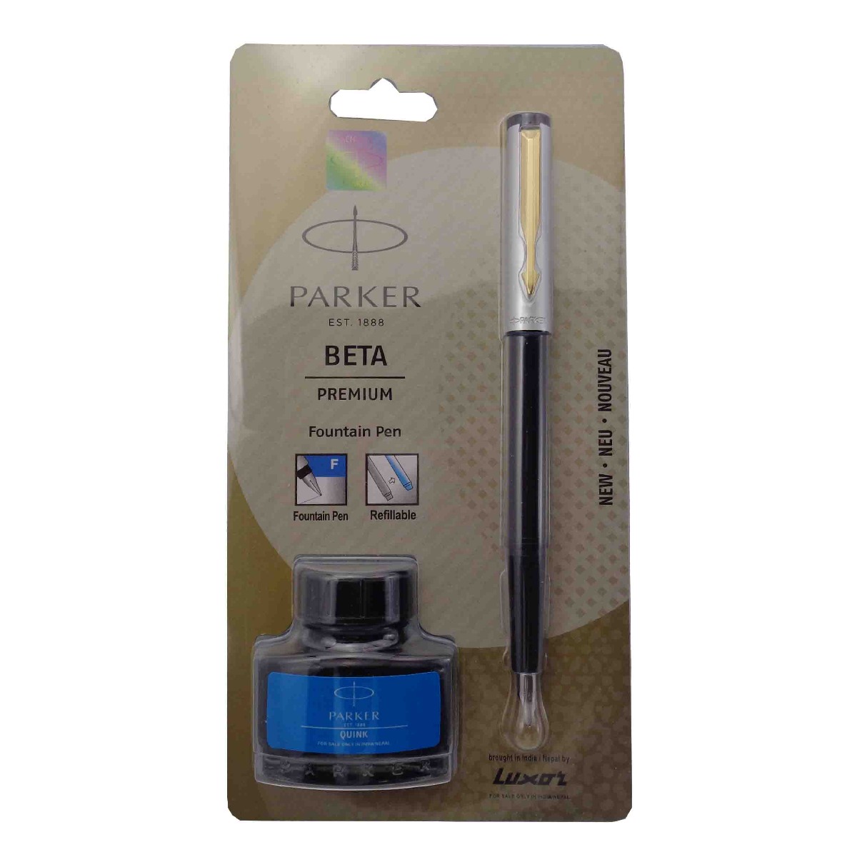 Parker Model: 15483 Beta premium Black color body with silver color cap GT fine tip cap type fountain pen
