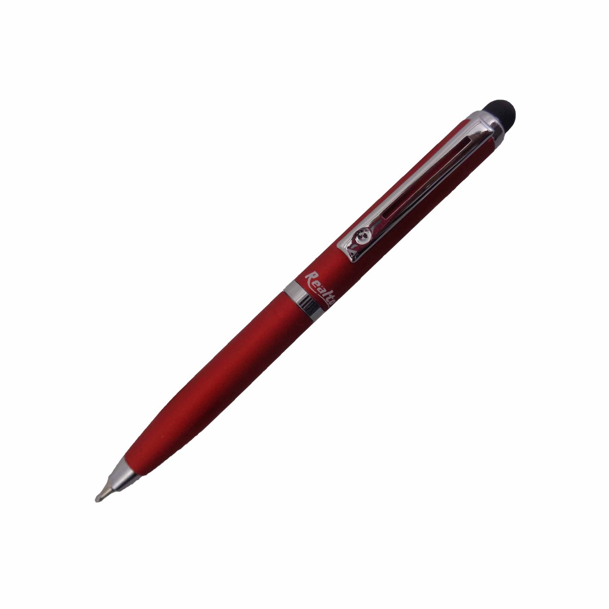 Realto Model:15527 Short Pen Red Color Mat Finish Body Fine Tip Twist Ball Pen  With Stylus on Top