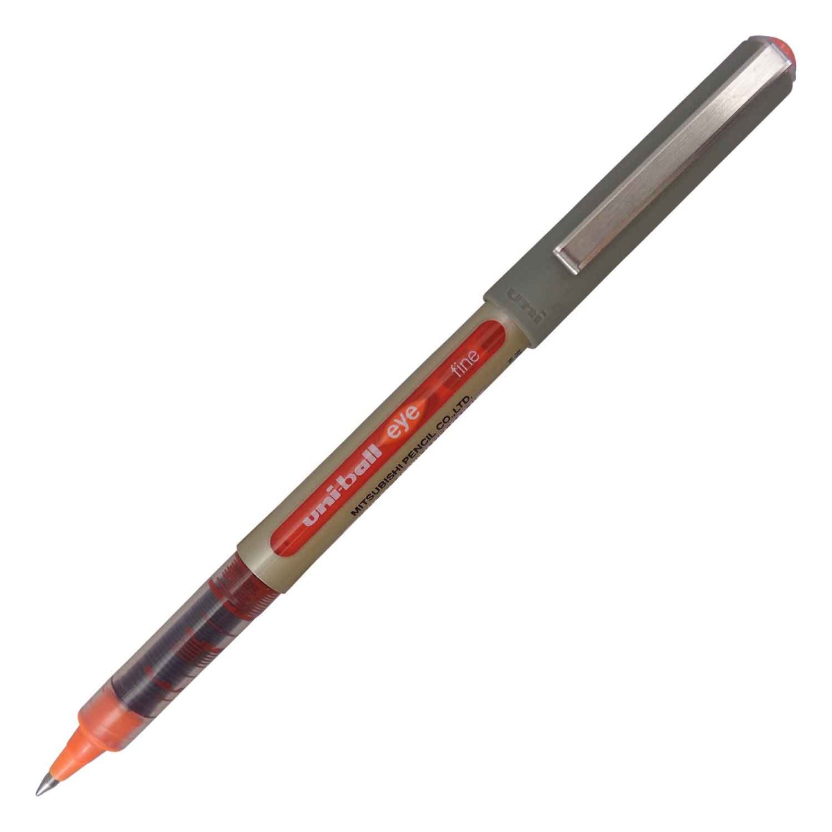 UniBall Eye UB 157 Model:15793 Grey Color Body With Orange Writing Gel Pen