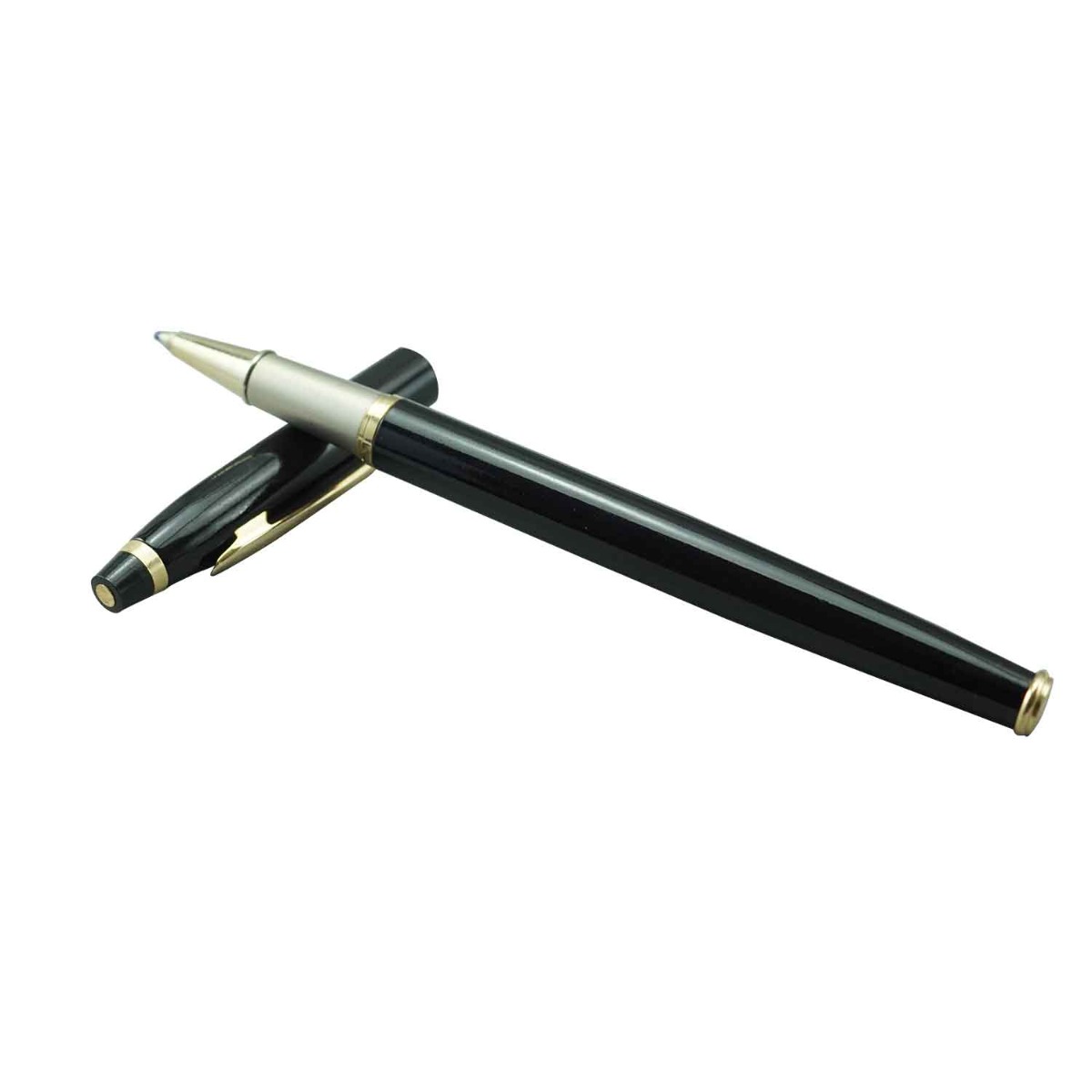 Submarine 2067  Model:15969  Cris Glossy Finish Full Black Color Body  With Gold Clip  Slim  Fine Tip Cap Type Gel Pen