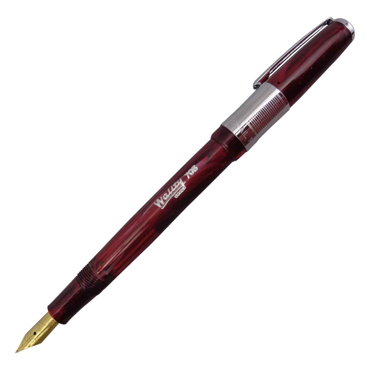 Airmail Wality 70B  Model:16022 Short Ruby Red Color Marble Finish Design Body With Silver Clip Cap Type Fine Tip Fountain Pen