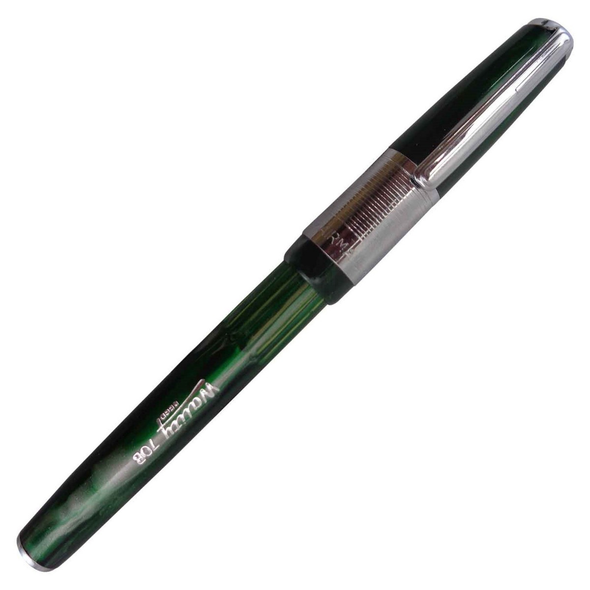 Airmail - Wality 70B Model:16024 Green  Color Marble Finish Design Body With Silver Clip Cap Type Fine Tip Fountain Pen