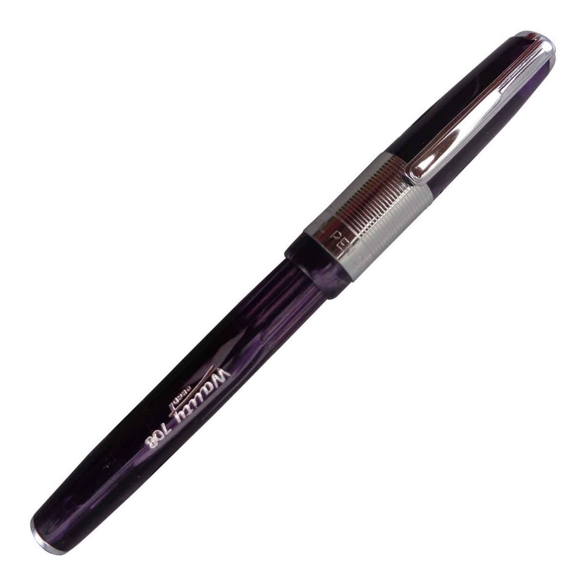 Airmail - Wality 70B Model:16025  Dark Purple Color Marble Finish Design Body With Silver Clip Cap Type Fine Tip Fountain Pen