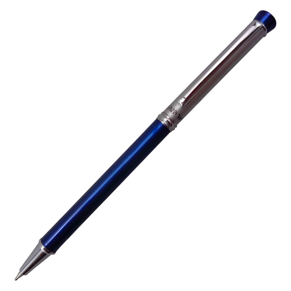 Picasso Parri Wish Model:16032 Slim Glossy Royal Blue Color Body With Silver Cap Design And Stone On Top Fine Tip Twist Type Ball Pen