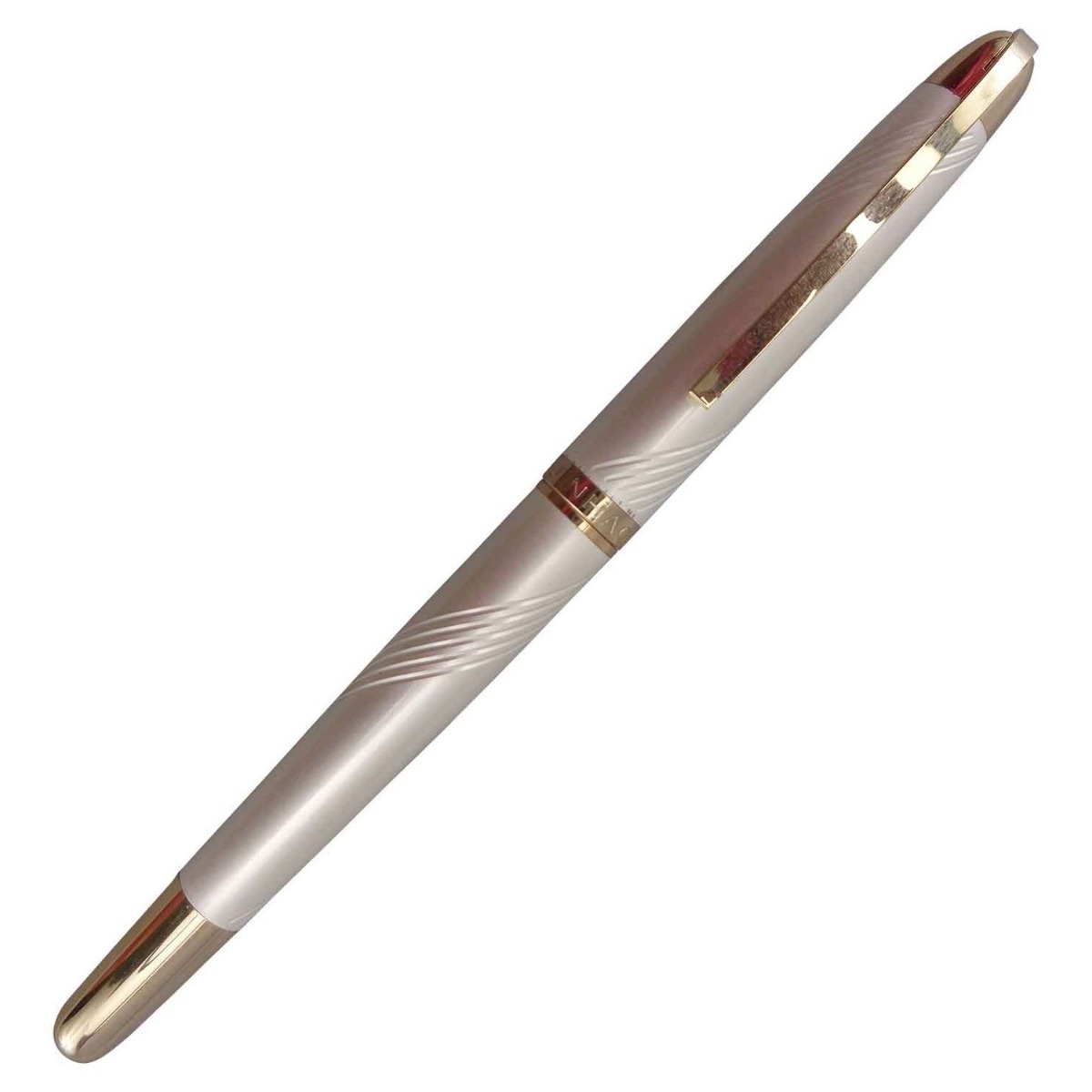 Jinhao 606 Model:16039 Slim White Color Glossy Finish Design Body With Gold Clip Cap Design Fine Tip Roller Ball Pen 